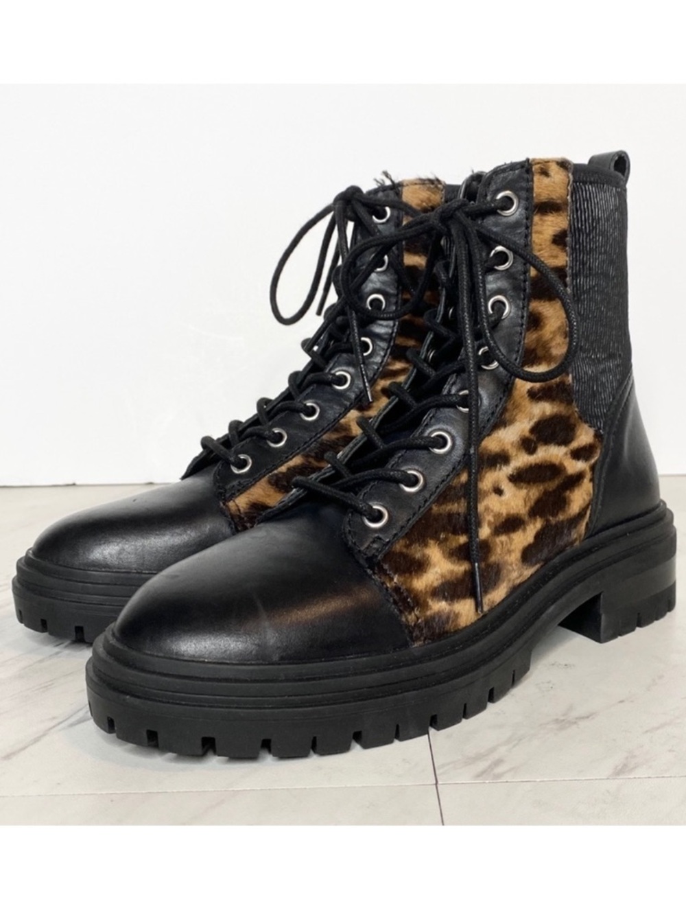Vince Camuto Bestenda Leopard Combat Boot 5M